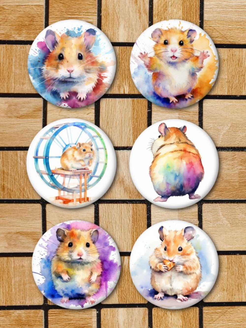 Watercolor Hamster Fridge Magnets Set Of 6 Metal Magnets For Home Office Kitchen